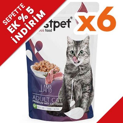 Bestpet Pouch Jelly Kuzu Etli Kedi Yaş Maması 85 Gr x 6 Adet