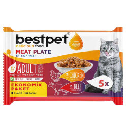 Bestpet Pouch Jelly Meat Plate Sığır ve Tavuk Etli Kedi Yaş Maması 5 Al 4 Öde (5 X 85 Gr) - 2