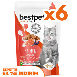 Bestpet Pouch Jelly Somon Balıklı Kedi Yaş Maması 85 Gr x 6 Adet - Bestpet