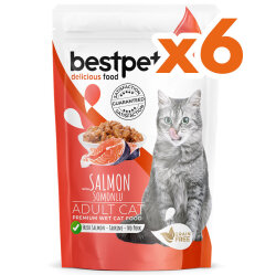Bestpet Pouch Jelly Somon Balıklı Kedi Yaş Maması 85 Gr x 6 Adet - 2