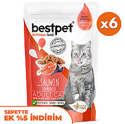 Bestpet Pouch Jelly Somon Balıklı Kedi Yaş Maması 85 Gr x 6 Adet - Bestpet