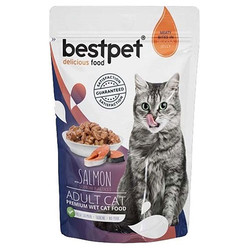 Bestpet - Bestpet Pouch Jelly Somon Balıklı Kedi Yaş Maması 85 Gr