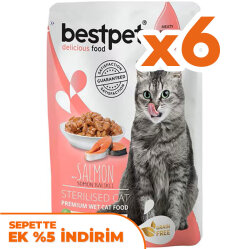 Bestpet Pouch Jelly Sterilised Somon Balıklı Kısırlaştırılmış Kedi Yaş Maması 85 Gr x 6 Adet - Bestpet