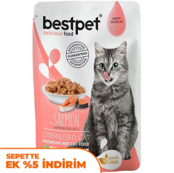 Bestpet Pouch Jelly Sterilised Somon Balıklı Kısırlaştırılmış Kedi Yaş Maması 85 Gr - Bestpet