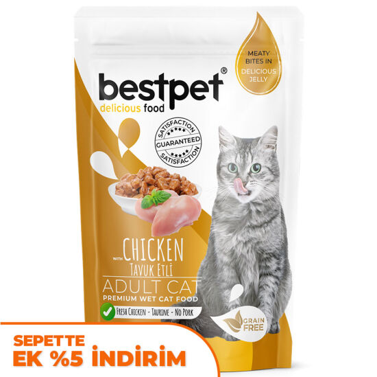 Bestpet Pouch Jelly Tavuk Etli Kedi Yaş Maması 85 Gr - 1