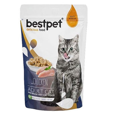 Bestpet Pouch Jelly Tavuk Etli Kedi Yaş Maması 85 Gr