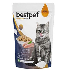 Bestpet - Bestpet Pouch Jelly Tavuk Etli Kedi Yaş Maması 85 Gr