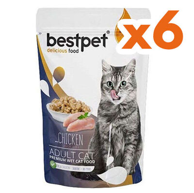 Bestpet Pouch Jelly Tavuk Etli Kedi Yaş Maması 85 Gr x 6 Adet