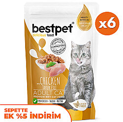 Bestpet Pouch Jelly Tavuk Etli Kedi Yaş Maması 85 Gr x 6 Adet - Bestpet