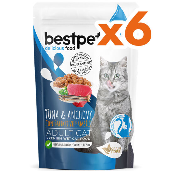 Bestpet Pouch Jelly Ton Balıklı ve Hamsili Kedi Yaş Maması 85 Gr x 6 Adet - 2