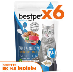 Bestpet Pouch Jelly Ton Balıklı ve Hamsili Kedi Yaş Maması 85 Gr x 6 Adet - Bestpet