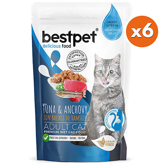 Bestpet Pouch Jelly Ton Balıklı ve Hamsili Kedi Yaş Maması 85 Gr x 6 Adet - 2
