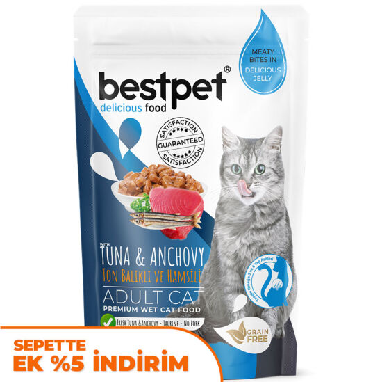 Bestpet Pouch Jelly Ton Balıklı ve Hamsili Kedi Yaş Maması 85 Gr - 1