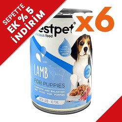 Bestpet Puppy Kuzu Etli Parça Etli ve Jöleli Yavru Köpek Konservesi 400 Gr x 6 Adet - Bestpet