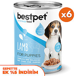 Bestpet Puppy Kuzu Etli Parça Etli ve Jöleli Yavru Köpek Konservesi 400 Gr x 6 Adet - Bestpet
