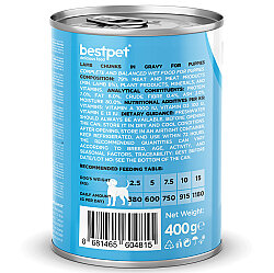 Bestpet Puppy Kuzu Etli Parça Etli ve Jöleli Yavru Köpek Konservesi 400 Gr x 6 Adet - 4