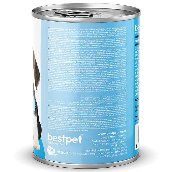 Bestpet Puppy Kuzu Etli Parça Etli ve Jöleli Yavru Köpek Konservesi 400 Gr - 4