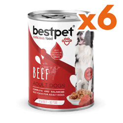 Bestpet - Bestpet Sığır Etli Parça Etli ve Soslu Köpek Konservesi 400 Gr x 6 Adet