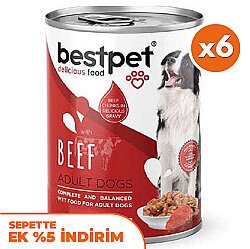 Bestpet Sığır Etli Parça Etli ve Soslu Köpek Konservesi 400 Gr x 6 Adet - 1