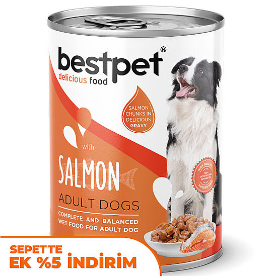 Bestpet Somonlu Parça Etli ve Soslu Köpek Konservesi 400 Gr x 6 Adet - 2