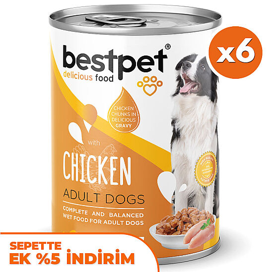 Bestpet Tavuk Etli Parça Etli ve Jöleli Köpek Konservesi 400 Gr x 6 Adet - 1
