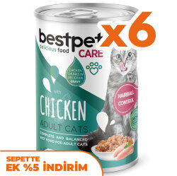Bestpet Tavuk Parça Etli Ve Soslu Yetişkin Kedi Konservesi 400 Gr x 6 Adet - Bestpet