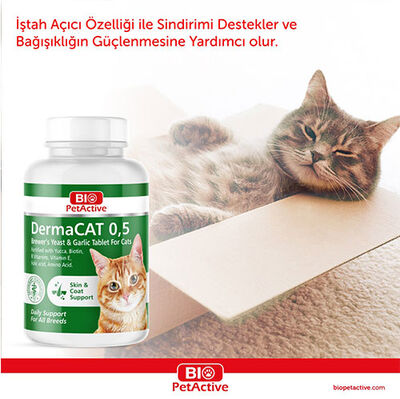 Bio Pet Active 0,5 Dermacat Brewers Yeast Kedi Tüy Bakımı 75 Gr ( 150 Tablet )