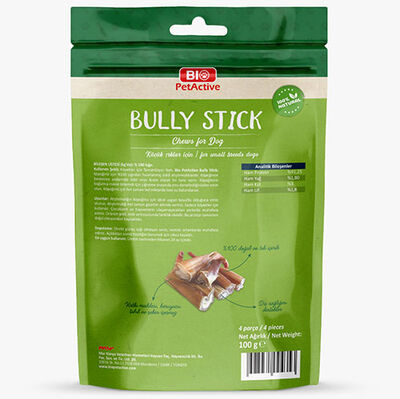 Bio Pet Active Bully Stick Küçük Irk Sığır Kamışı Köpek Ödülü 100 Gr