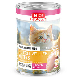 Bio Pet Active - Bio Pet Active Kitten Nutritive Life Tavuk Etli Yavru Kedi Konservesi 400 Gr