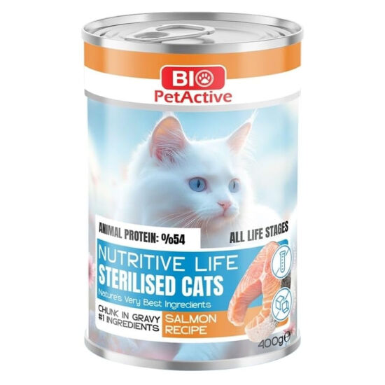 Bio Pet Active Sterilised Nutritive Life Somonlu Kısırlaştırılmış Kedi Konservesi 400 Gr - 1