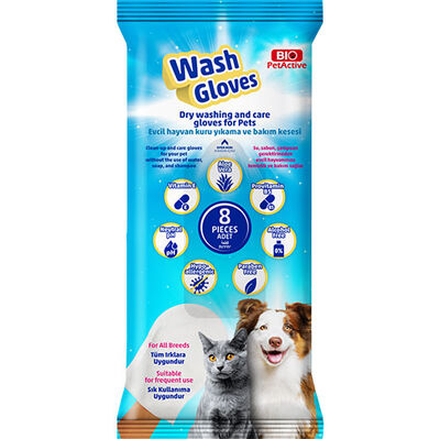 Bio Pet Active Wash Gloves Kuru Yıkama Bakım Eldiveni ( 8 Adet )