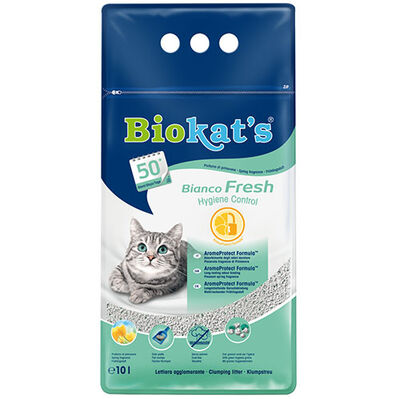 Biokats Bianco Fresh Antibacterial Topaklaşan Kedi Kumu 10 Lt
