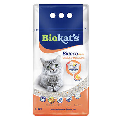 Biokats Bianco Vanilya ve Mandalina Topaklaşan Kedi Kumu 10 Lt