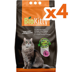 BioKitty Bebek Pudralı Tozsuz İnce Taneli Topaklanan Kedi Kumu 5 Lt x 4 Adet - Bio Kitty