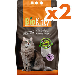 Bio Kitty - BioKitty Lavantalı Tozsuz İnce Taneli Topaklanan Kedi Kumu 10 Lt x 2 Adet