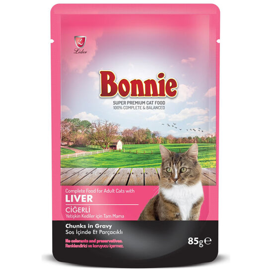 Bonnie Sos İçinde Et Parçacıklı Ciğerli Kedi Yaş Maması 85 Gr - 1
