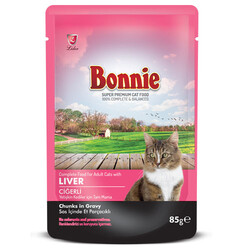 Bonnie - Bonnie Sos İçinde Et Parçacıklı Ciğerli Kedi Yaş Maması 85 Gr