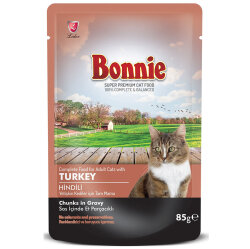 Bonnie Sos İçinde Et Parçacıklı Hindi Etli Kedi Yaş Maması 85 Gr - Bonnie