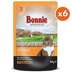 Bonnie Sos İçinde Et Parçacıklı Tavuklu Kedi Yaş Maması 85 Gr x 6 Adet - Bonnie