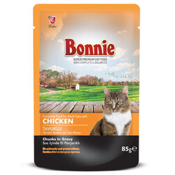 Bonnie - Bonnie Sos İçinde Et Parçacıklı Tavuklu Kedi Yaş Maması 85 Gr