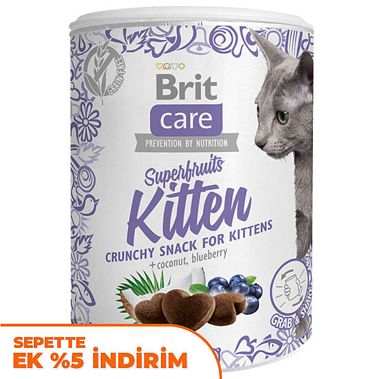 Brit Care Cat Snack Superfruits Kitten Hindistan Cevizi Yaban Mersini Tahılsız Yavru Kedi Ödülü 100 Gr - 1