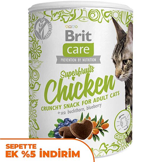 Brit Care Cat Snack Superfruits Chicken Tavuk Yaban Mersini Tahılsız Kedi Ödülü 100 Gr - 1