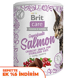 Brit Care Cat Snack Superfruits Salmon Somon Kuşburnu Yaban Mersini Tahılsız Kedi Ödülü 100 Gr - Brit Care