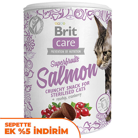 Brit Care Cat Snack Superfruits Salmon Somon Kuşburnu Yaban Mersini Tahılsız Kedi Ödülü 100 Gr - 1