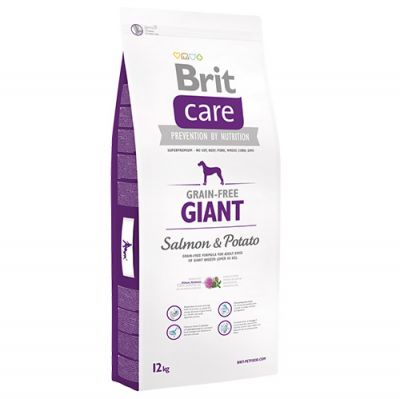 Brit Care Grain Free Giant Somonlu İri Irk Tahılsız Yetişkin Köpek Maması 12 Kg + 4 Adet Mendil