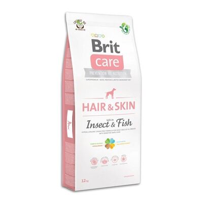 Brit Care Hair Skin Böcek ve Balıklı Deri Tüy Sağlığı için Yetişkin Köpek Maması 12 Kg + 4 Temizlik Mendili