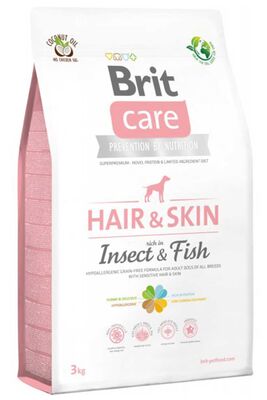 Brit Care Hair Skin Böcek ve Balıklı Deri Tüy Sağlığı için Yetişkin Köpek Maması 3 Kg + Temizlik Mendili