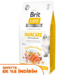 Brit Care Haircare Somon Tavuk Deri ve Tüy Sağlığı Tahılsız Kedi Maması 7 Kg - Brit Care