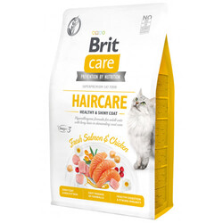 Brit Care - Brit Care Haircare Somon Tavuk Deri ve Tüy Sağlığı Tahılsız Kedi Maması 7 Kg + Temizlik Mendili