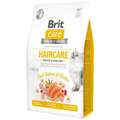 Brit Care Haircare Somon Tavuk Deri ve Tüy Sağlığı Tahılsız Kedi Maması 7 Kg + 3 Temizlik Mendili